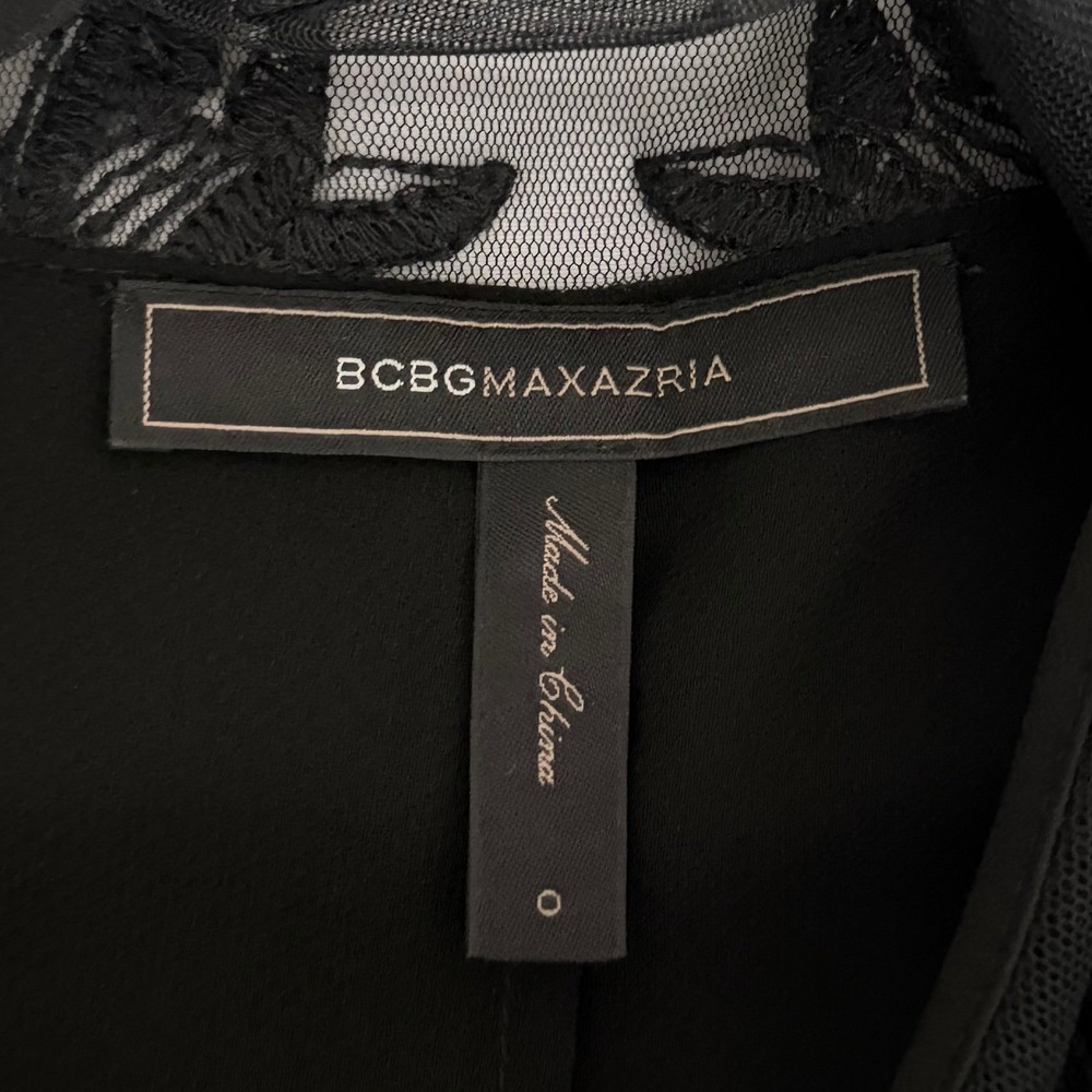 BCBGMAXAZRIA Black Lace High-Low Gown Sleeveless Formal Dress Size 0 - Picture 5 of 12